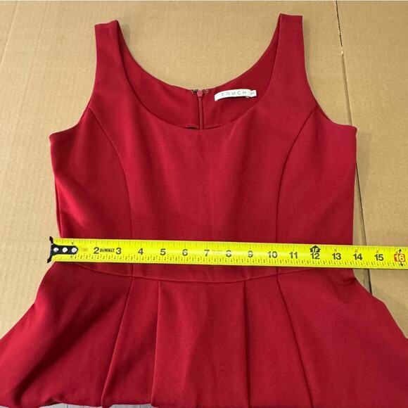 FRNCH Holiday Red A-line Romantic Scoop Neck Stretch Midi Sleeveless Dress Med - Picture 12 of 14